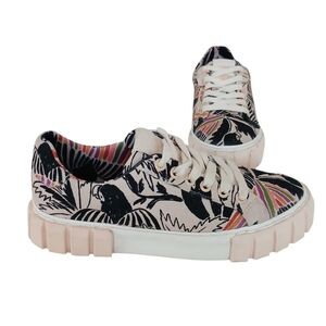 FARM RIO Toucan Tropical Bird Platform Sneakers Women's 8 Canvas Boho Vacation